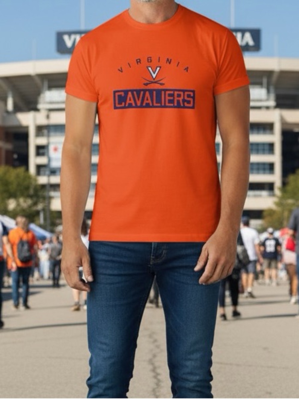 Hanes Orange Virginia Cavaliers Logo Short Sleeve Tee UNISEX